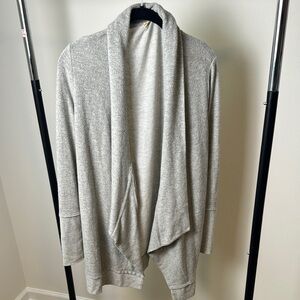 Mesh + Lace Women's Grey Sweater Open Front Cardigan Size Medium